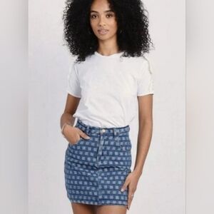 Molly Bracken Checked Jean Skirt
